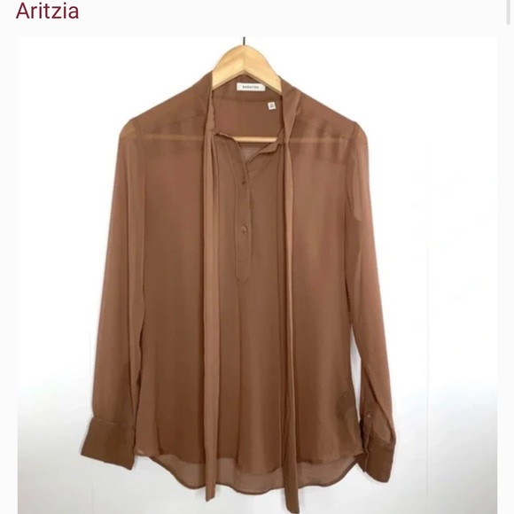Aritzia Babaton Blouse toffee brown size M - Picture 1 of 10